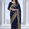Night Blue Kavya Visachi Fabric Saree - Elegant Traditional Indian Wear