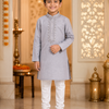 CFBW-33 | Boys Cotton Kurta with Embroidery Work & White Churidar — Pale Lilac