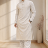 CFKP-110 White Chikankari Kurta with Churidar - Pure Embroidered Set