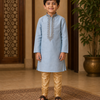 CFBW-30 | Boys Cotton Kurta with Embroidery Work & Gold Churidar — Grey