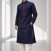 CFKP-115 Navy Blue Raw Silk Kurta Set - Regal Ethnic Ensemble