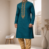 CFKP-34 Raw Silk Kurta Pajama Set - Artisan Crafted Ethnic Wear