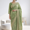 CFSAR-31 | Olive Green Embroidered Burberry Saree | Long Sleeve Blouse