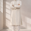 CFKP-107 White Mix Fibre Kurta with Churidar - Practical Pure Ensemble