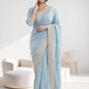 CFSAR-31 Light Skye blue Embroidered Burberry Saree