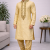 CFKP-21 Men's Gold Raw Silk Kurta Set – Opulent Festive Grandeur