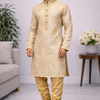 CFKP-40 Men's Gold Brocade Kurta Set – Majestic Festive Splendour