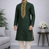 CFKP-70 Men's Dark Green Raw Silk Kurta Set – Stately Elegance in Pure Silk