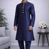 CFKP-138 Men's Navy Blue Raw Silk Kurta Set – Deep Elegance in Pure Silk