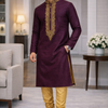 CFKP-139 Men's Purple Raw Silk Kurta Set – Regal Silk for the Distinguished Man