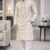 CFKP-153 Men's Off White Mix Fibre Kurta Set – Warm Neutrals, Enduring Style