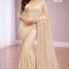 CFSAR-16 | Ivory Soft Fendy Silk Ready-to-Wear Saree with Pearl