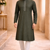 CFKP-307 Men's Bottle Green Mix Cotton Kurta Set – Fresh Elegance with White Trouser