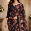 CFPSR-49 Printed Black Georgette Saree with Blouse