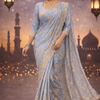 CFSAR-10  Baby Blue Premium Chinnon Saree