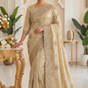 CFSAR-115 | Shimmer Georgette Saree | Zari & Stone Work|Gold
