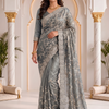 CFSAR-134 | Designer Ready-to-Wear Soft Fendy Saree | Heavy Jaal, Resham & Stone Work | Grey