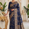 CFSAR-108 | Navy Blue Silk Saree | Gold Zari Jaal Work