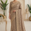CFSAR-114 | Soft Crepe Saree | Heavy Gold Zari & Stone Work|Beige