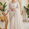 CFSAR-106-WHITE | White Designer Organza Tissue Saree | Heavy Jaal, Stone, Katdana & Sequin Work