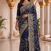 CFSAR-133 | Soft Fendy Crepe Saree | Heavy Jaal, Cutdana & Sequin Work | Blue