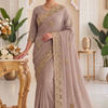 CFSAR-110 | Party Wear Georgette Saree | Resham & Stone Work | Light Gold