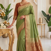 CFSAR-124 | Silk Saree | Perfect for Mehndi Celebrations|Green