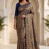 CFSAR-140 | Navy Blue Silk Saree | With Unstitched Blouse