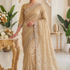 CFSAR-106 | Golden Designer Organza Tissue Saree | Heavy Jaal, Stone, Katdana & Sequin Work