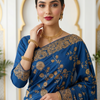 CFSAR-207 | Blue Chinon Designer Saree | Heavy Stone Work Jaal