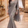 CFSAR-105 | Grey Designer Two Tone Fendy Saree | Pearl Stone & Sequin Work