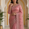 CFSAR-168 | Pink Net Saree | Resham & Stone Work
