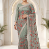 CFSAR-189 | Mist Grey Green Soft Net Saree | Heavy Resham, Stone & Sequin Work