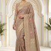 CFSAR-191 | Mocha Brown Soft Organza Banarsi Saree | Resham Jaal & Swarovski Stone Work