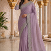 CFSAR-182 | Purple Soft Chinon Saree | Silver Work
