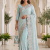 CFSAR-209 | Turquoise Pure Georgette Saree | Designer Hand Work