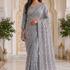 CFSAR-162 | Grey Soft Net Saree | Resham & Sequin Work