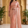 CFSAR-160 | Peach Net Saree | Heavy Sequin Work