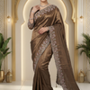 CFSAR-203 | Golden Soft Fendi Saree | Heavy Border Work with Sequin, Katdana & Stone