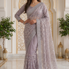 CFSAR-162 | Purple Soft Net Saree | Resham & Sequin Work