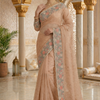 CFSAR-194 | Apricot Designer Soft Net Saree | Parsi Work