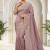 CFSAR-210 | Lavender Crinkle Satin Saree | Exclusive Designer Hand Work