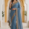 CFSAR-205 | Teal Blue Designer Bridal Saree | With Matching Dupatta
