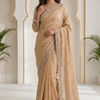 CFSAR-178 | Gold Pure Crepe Saree | Heavy Stone, Sequin & Katdana Work