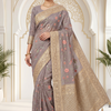 CFSAR-191 | Grey Soft Organza Banarsi Saree | Resham Jaal & Swarovski Stone Work