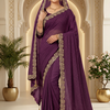 CFSAR-202 | Purple Crepe Saree | Heavy Katdana Work with Matching Net Dupatta