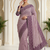 CFSAR-216 | Elegant Dusty Mauve Gorget Crape Saree with Handcrafted Stone, Resham, Cut Dana & Bead Work