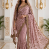 CFSAR-213 | Luxury Mauve Pink Heavy Embroidered Chinon Bridal Saree with Designer Net Dupatta