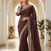 CFSAR-198 | Brown Crepe Saree | Katdana, Sequin, Stone & Bead Work