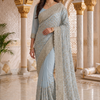 CFSAR-139 | Georgette Saree | Heavy Stone Work & Heavy Jaal | Turquoise